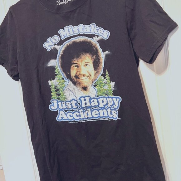 Bob Ross-No Mistakes Just Happy Accidents Women's T Shirt-Size Small-Black Multi - Picture 3 of 10